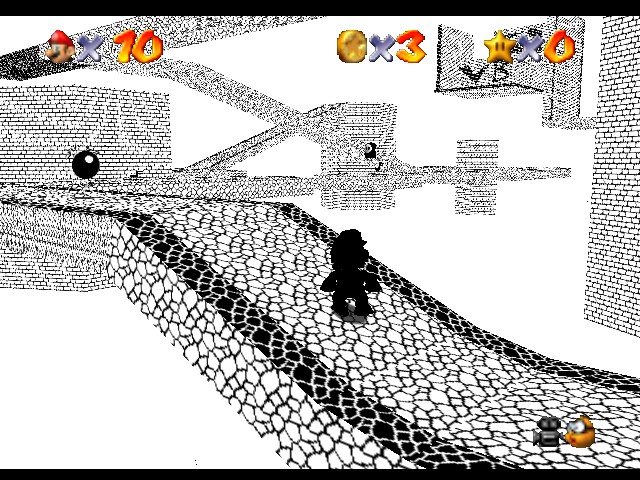 Monochrome Mario 64 Screenshot 1